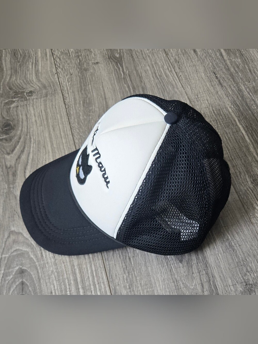 Sanrio Badtz-Maru Black White Mesh Trucker Snapback Hat 2024. - Picture 2 of 5